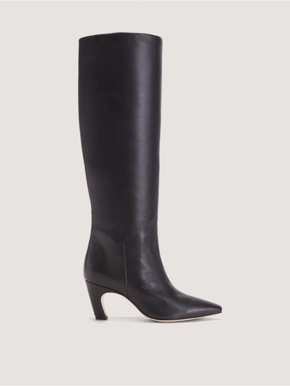 Everlane The Banana Boot Black Napa Leather Knee High Heeled Pointed Toe 7 NWB - Picture 6 of 15